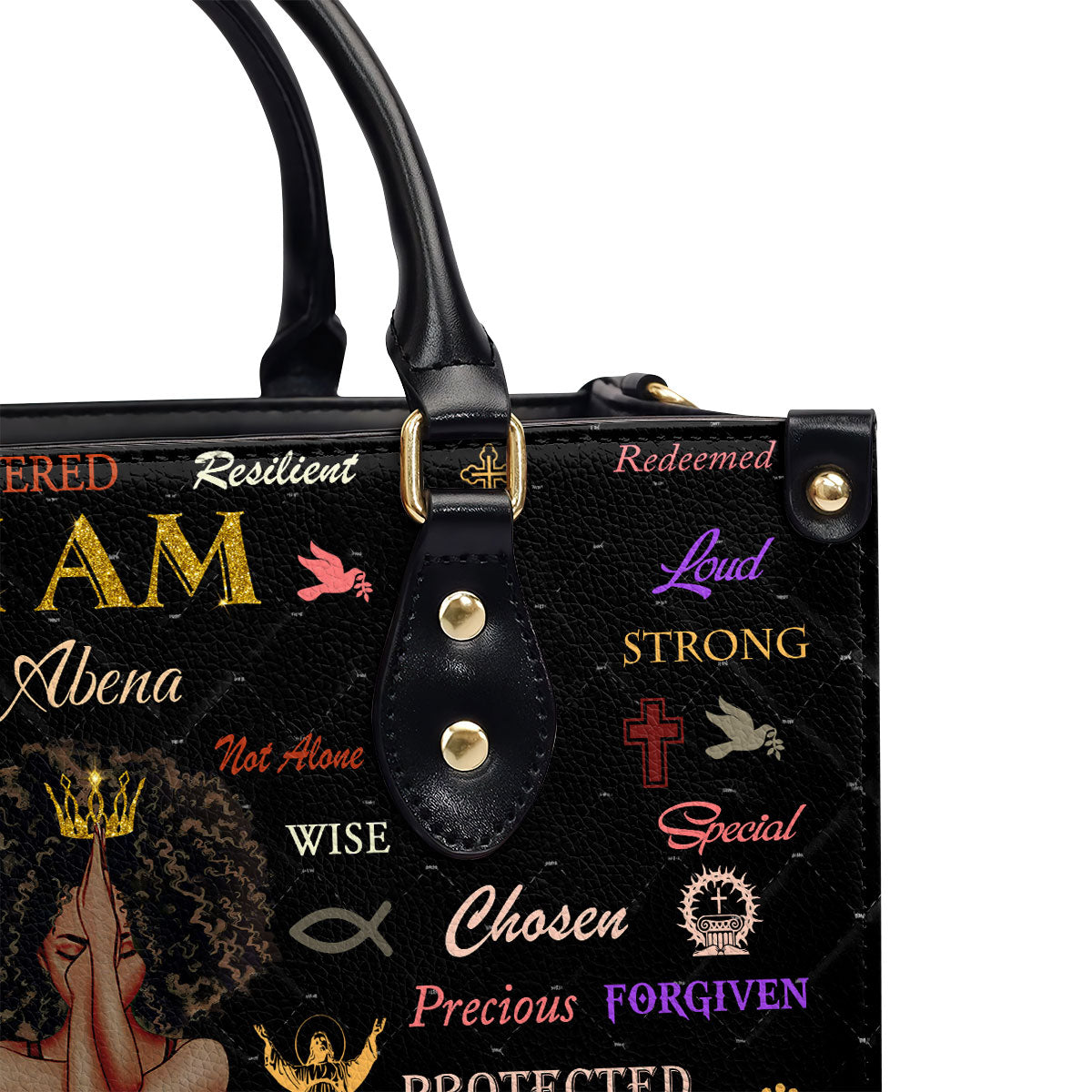 Personalized Zippered Leather Handbag With Handle Religious Gift For Worship Friends Child Of God