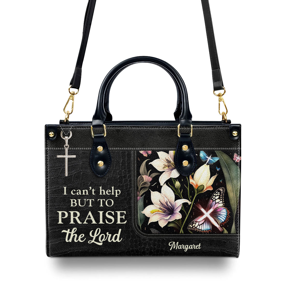Personalized Zippered Leather Handbag With Handle Religious Gift For Worship Friends I Can't Help But To Praise The Lord