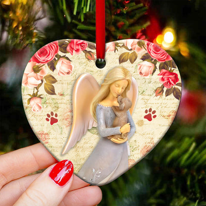 Pet Memorial Angel You Left Paw Prints On My Heart Heart Ceramic Ornament - Christmas Ornament - Christmas Gift