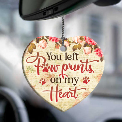 Pet Memorial Angel You Left Paw Prints On My Heart Heart Ceramic Ornament - Christmas Ornament - Christmas Gift