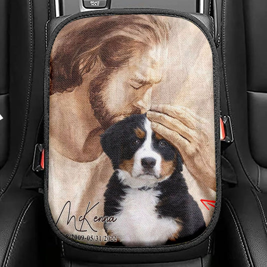 Pet Memorial Art Jesus Holding Dog Seat Box Cover,Dog Memorial Seat Box Covers,Dog Loss Gift Custom Dog Seat Box Covers