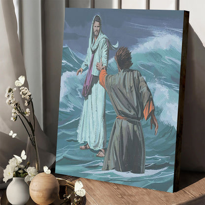 Peter And Jesus On Water - Canvas Pictures - Jesus Canvas Art - Christian Wall Art