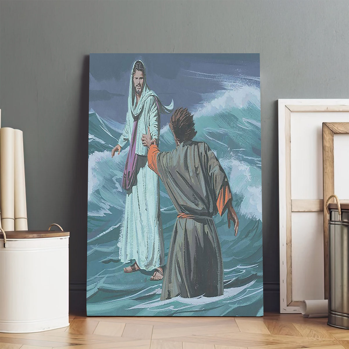 Peter And Jesus On Water - Canvas Pictures - Jesus Canvas Art - Christian Wall Art