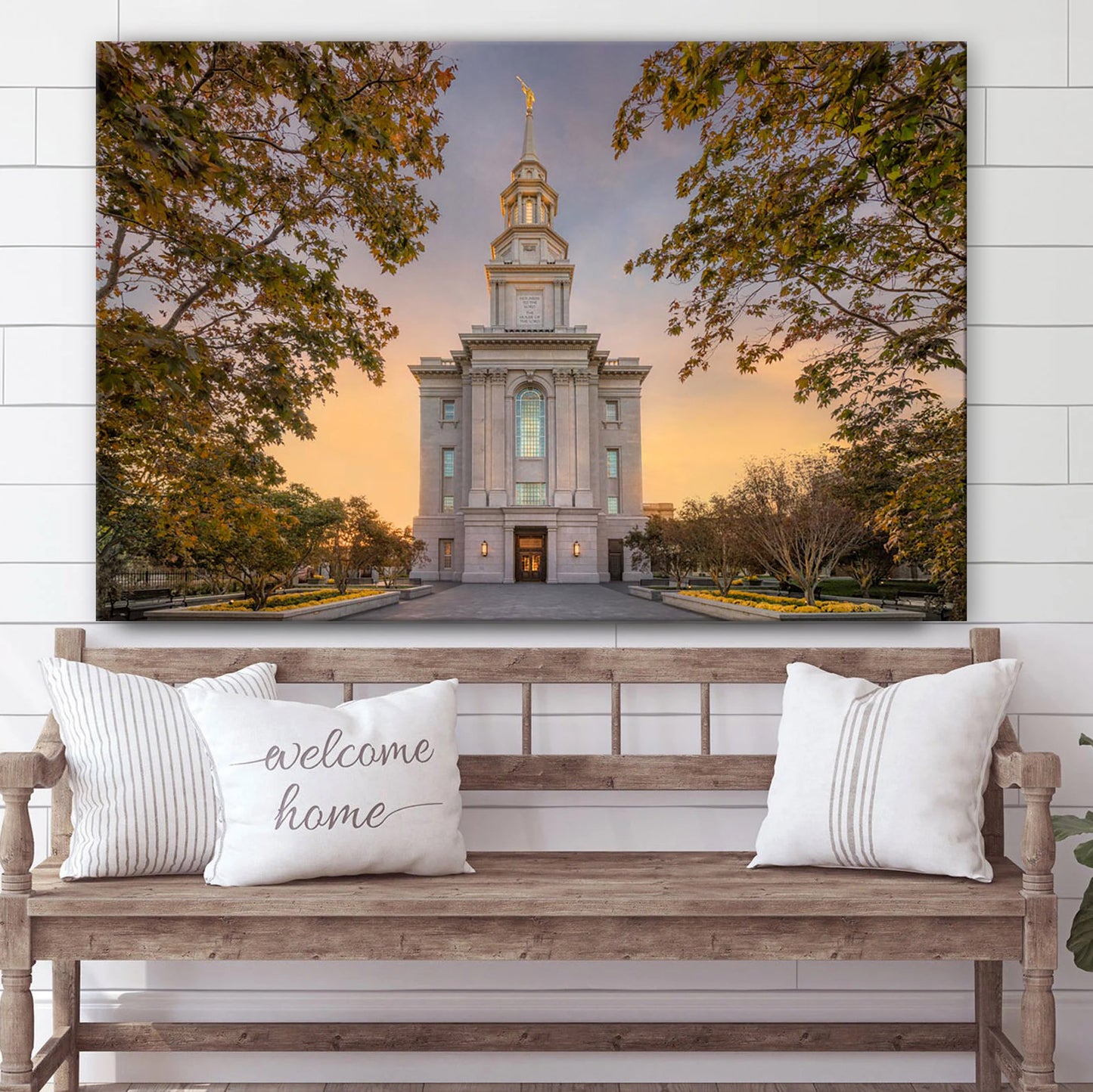 Philadephia Temple Through The Trees Canvas Wall Art - Jesus Christ Picture - Canvas Christian Wall Art