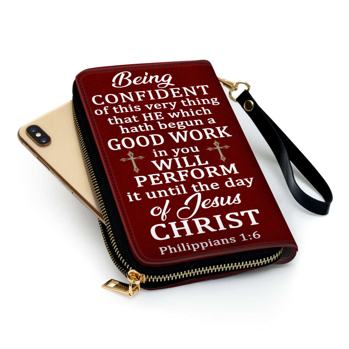 Philippians 16 Gifts For Women Being Confident Of This Very Thing Clutch Purse For Women - Personalized Name - Christian Gifts For Women