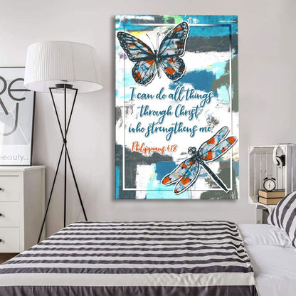 Philippians 413 I Can Do All Things Through Christ Butterfly Canvas Art - Bible Verse Canvas - Scripture Wall Art