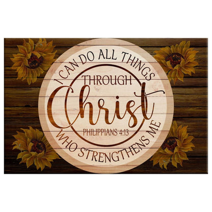 Philippians 413 Wall Art Sunflower I Can Do All Things Through Christ Canvas Print - Religious Wall Decor