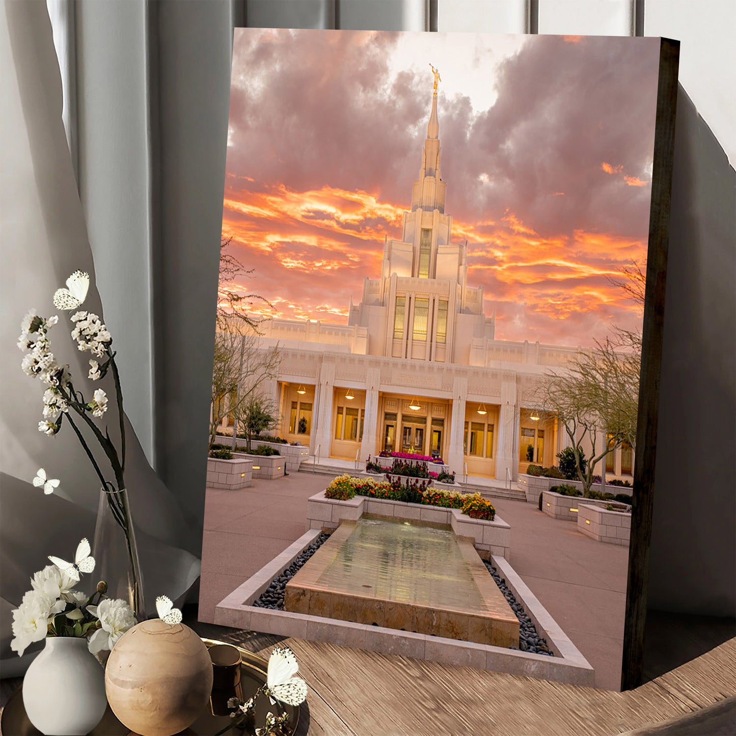 Phoenix Arizona Temple Fiery Sky Canvas Pictures - Jesus Canvas Art - Christian Wall Art