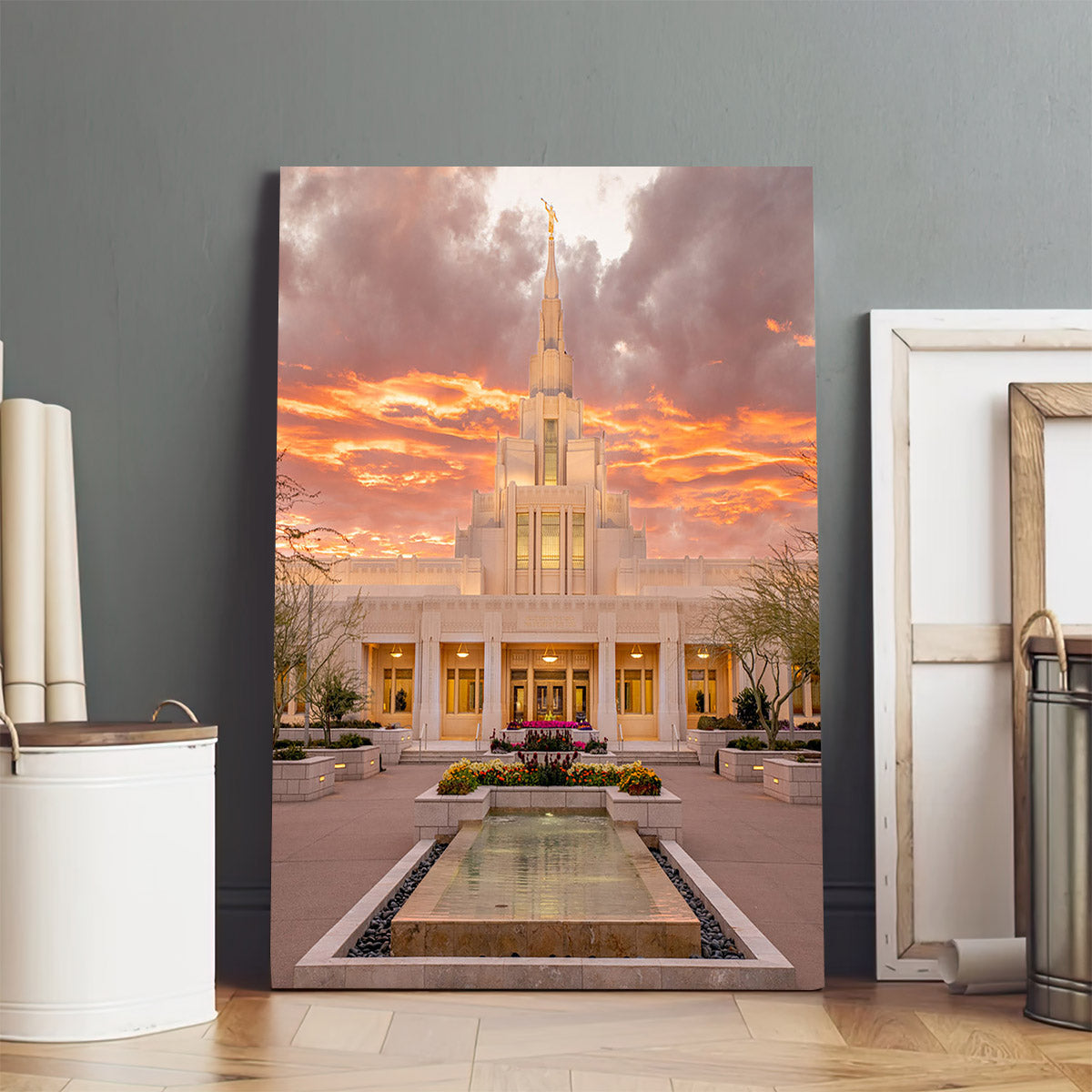 Phoenix Arizona Temple Fiery Sky Canvas Pictures - Jesus Canvas Art - Christian Wall Art