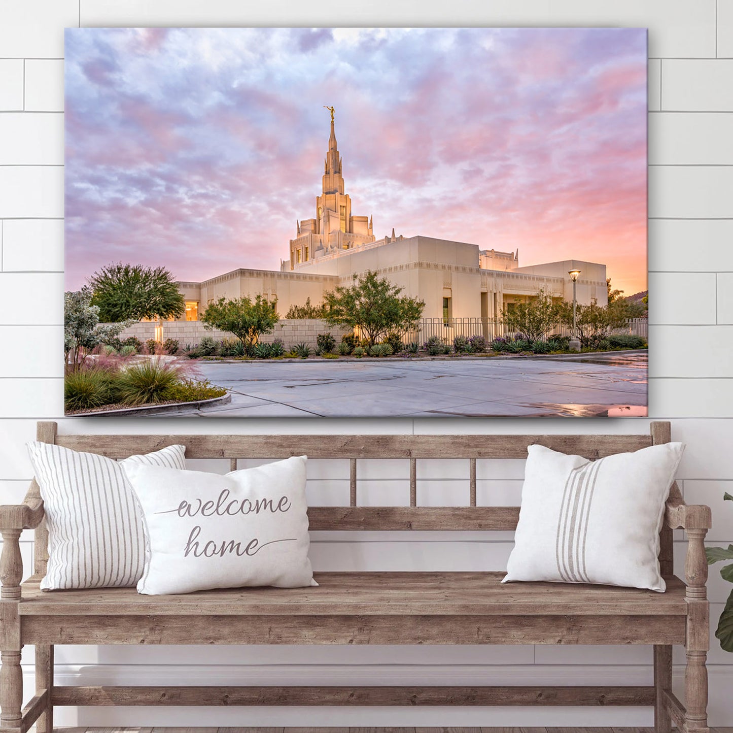 Phoenix Arizona Temple Sunset Burst Canvas Wall Art - Jesus Christ Picture - Canvas Christian Wall Art