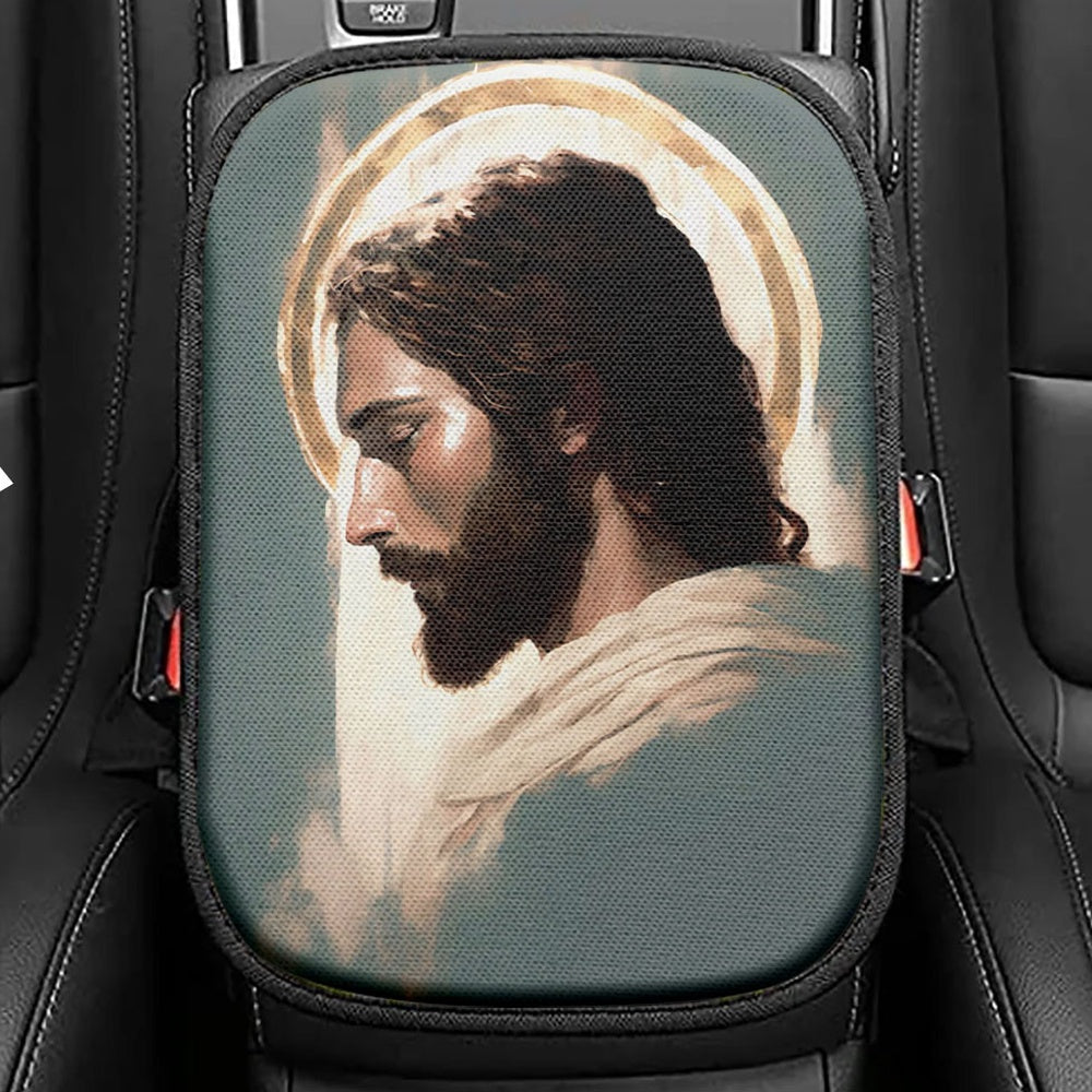 Picture Of Jesus Seat Box Cover, Jesus Car Center Console Cover, Christian Interior Car Accessories