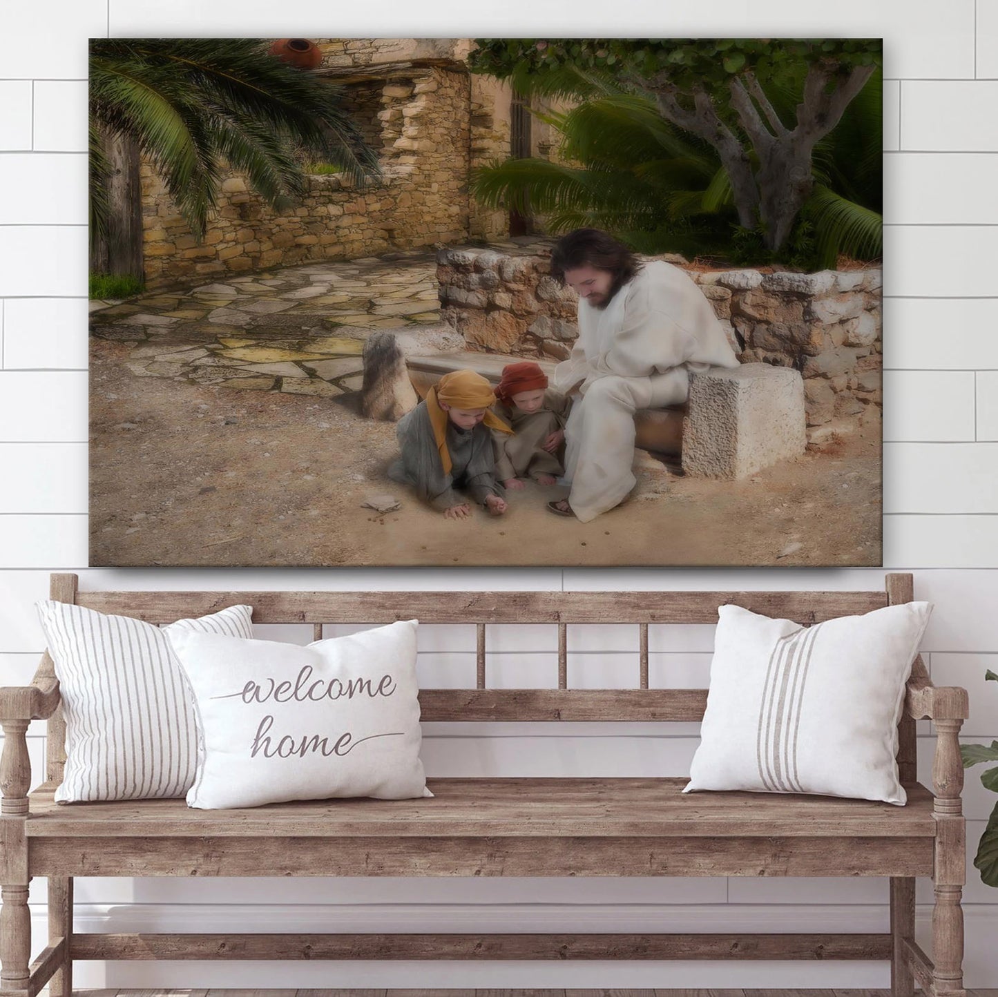 Pictures Of Jesus With Children - As A Child Canvas Wall Art - Christian Wall Decor