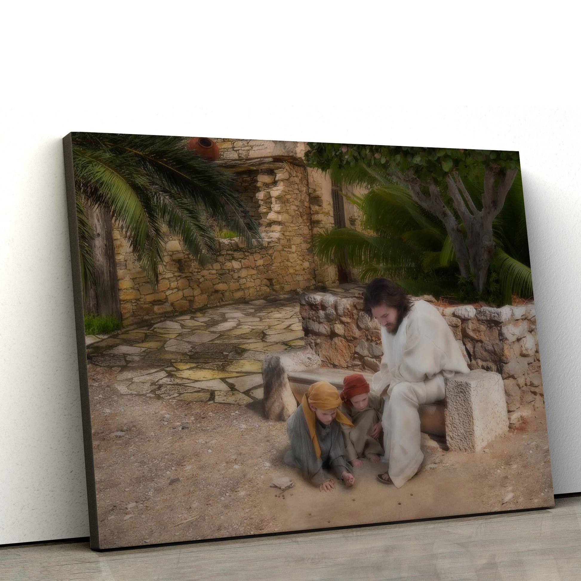 Pictures Of Jesus With Children - As A Child Canvas Wall Art - Christian Wall Decor