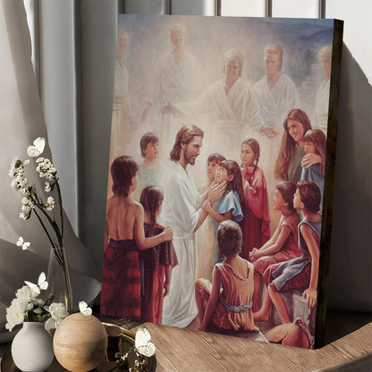 Pictures Of Jesus With Children - Behold Your Little Ones Portrait Canvas Wall Art - Christian Wall Decor