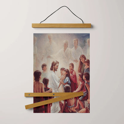 Pictures Of Jesus With Children - Behold Your Little Ones Portrait Hanging Canvas Wall Art - Christian Wall Decor - Religious Canvas