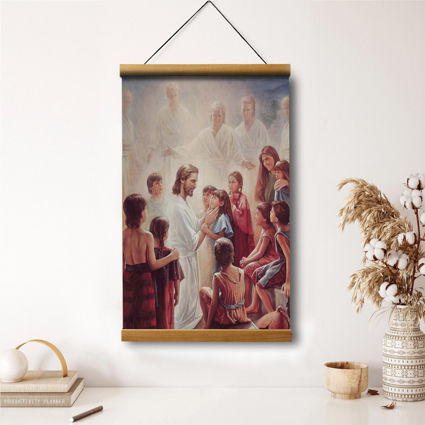 Pictures Of Jesus With Children - Behold Your Little Ones Portrait Hanging Canvas Wall Art - Christian Wall Decor - Religious Canvas