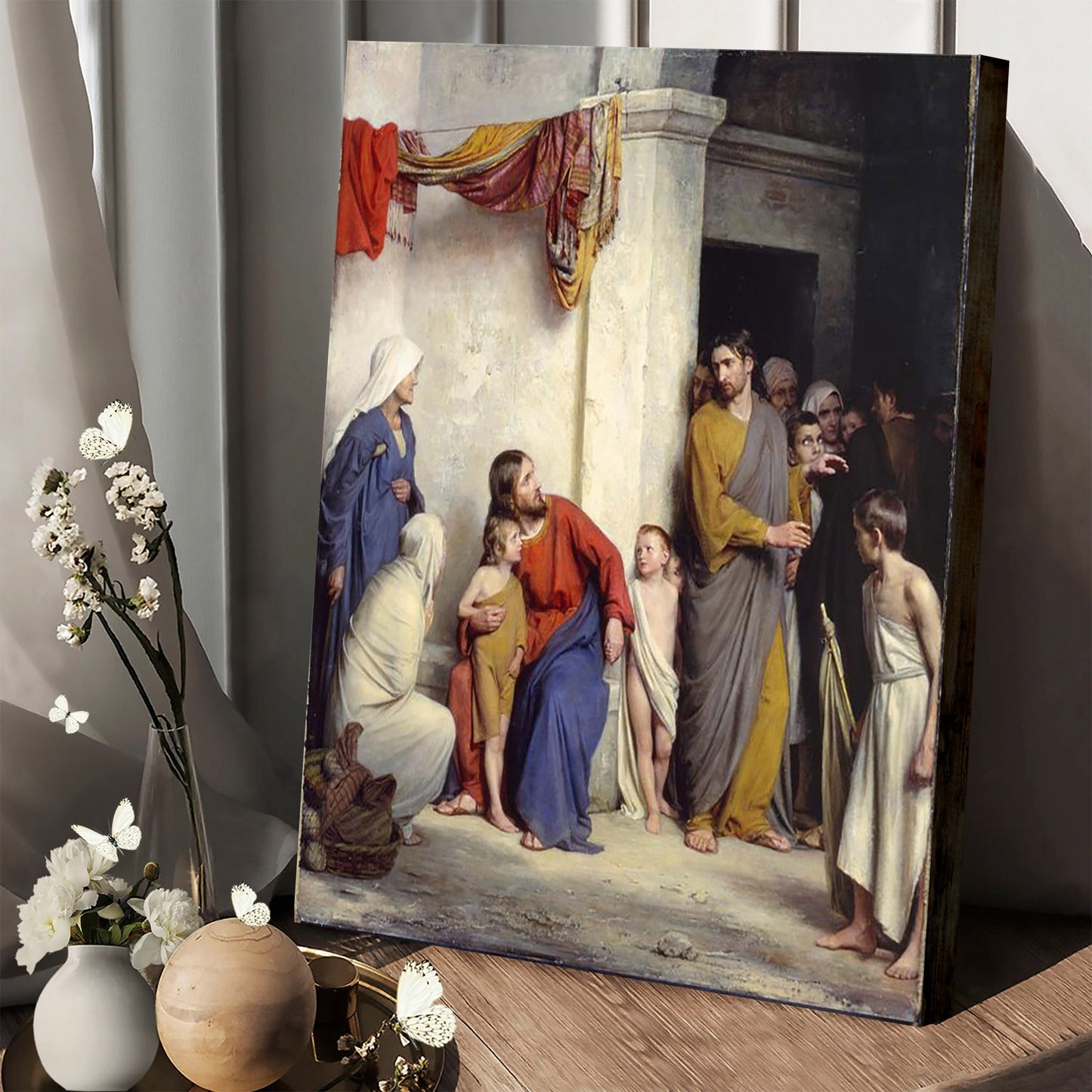 Pictures Of Jesus With Children - Suffer The Children To Come Unto Me Portrait Canvas Wall Art - Christian Wall Decor
