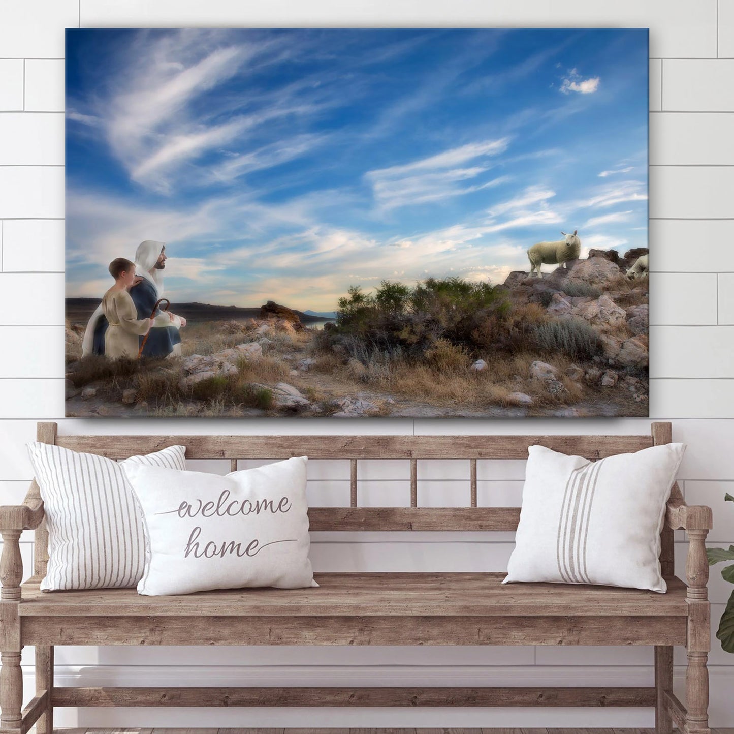 Pictures Of Jesus With Children - Training The Young Shepherd Canvas Wall Art - Christian Wall Decor