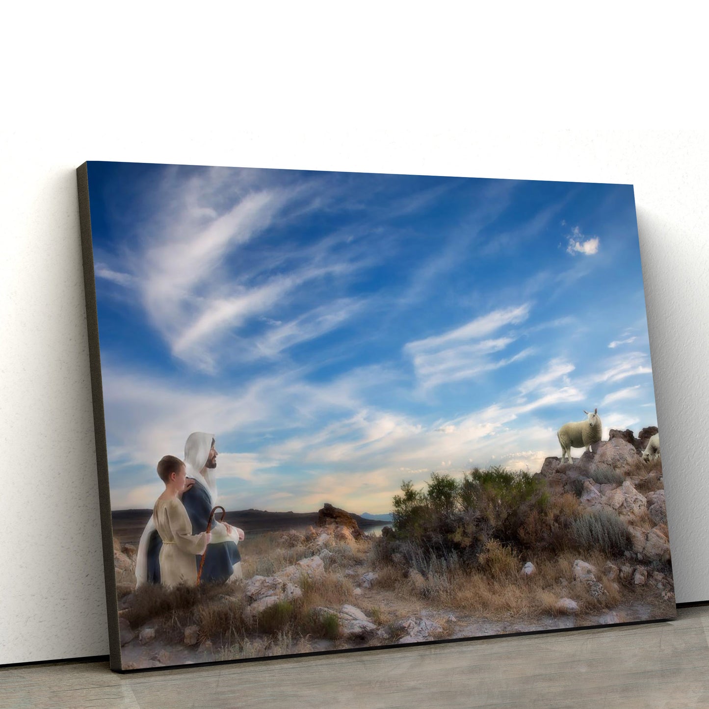 Pictures Of Jesus With Children - Training The Young Shepherd Canvas Wall Art - Christian Wall Decor
