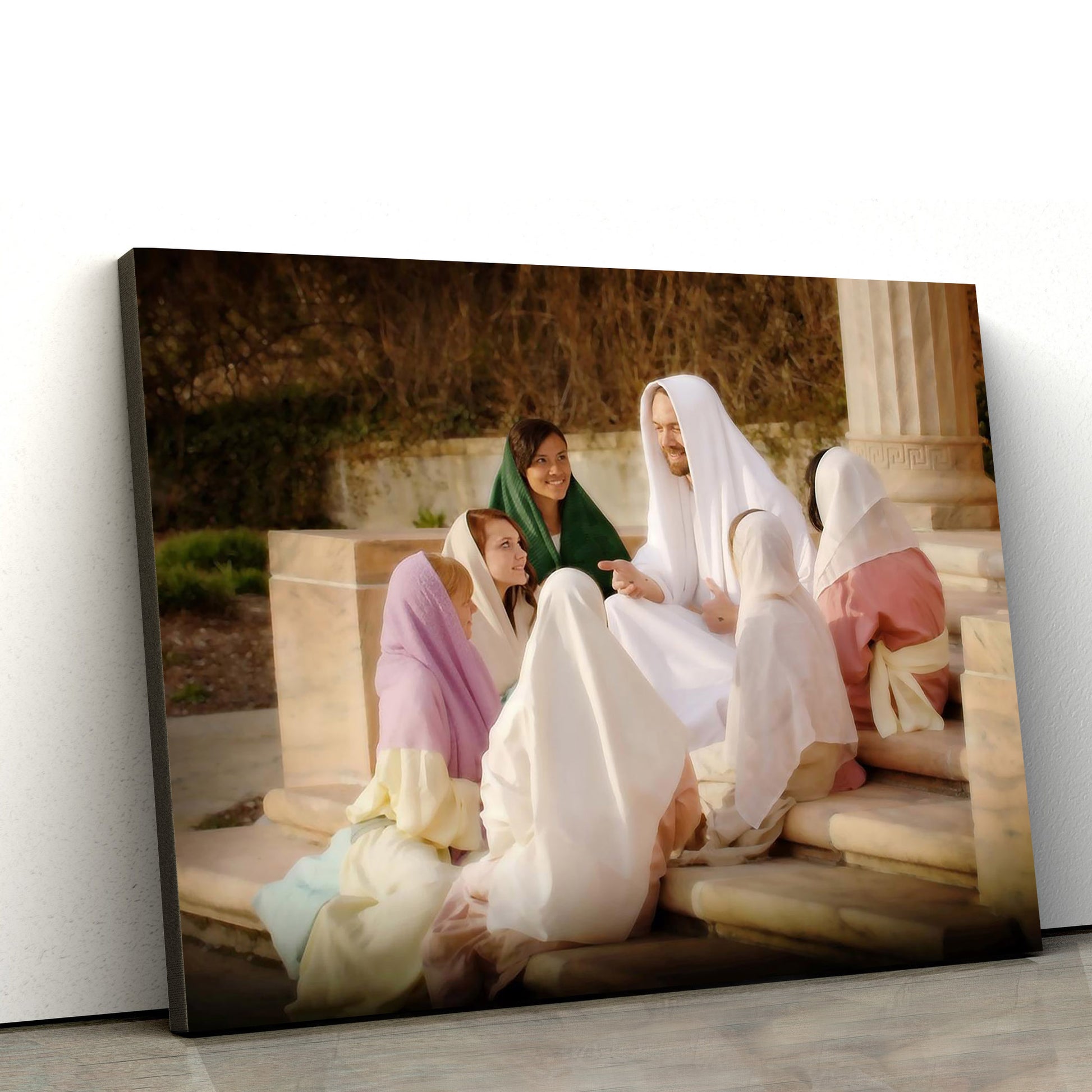 Pictures Of Jesus With Children - Young Women Canvas Wall Art - Christian Wall Decor