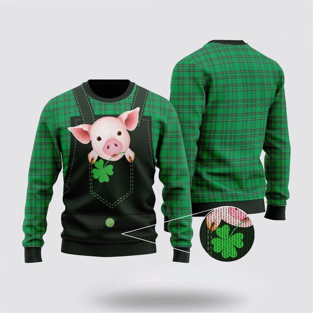 Pig Farm St Patricks Day Ugly Christmas Sweater, Farm Sweater, Christmas Gift, Best Winter Outfit Christmas