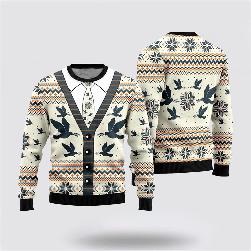 Pigeon Christmas Cardigan Urly Ugly Christmas Sweater, Farm Sweater, Christmas Gift, Best Winter Outfit Christmas