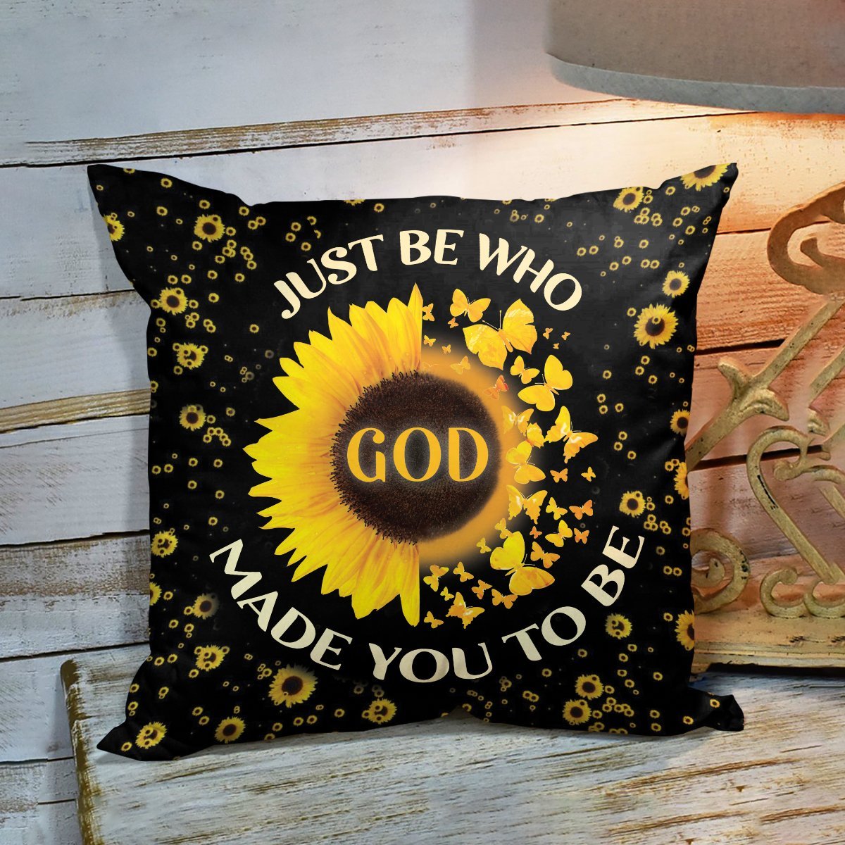 Be Who God Made You To Be - Sunflower And Butterfly Pillowcase AM57 - 2