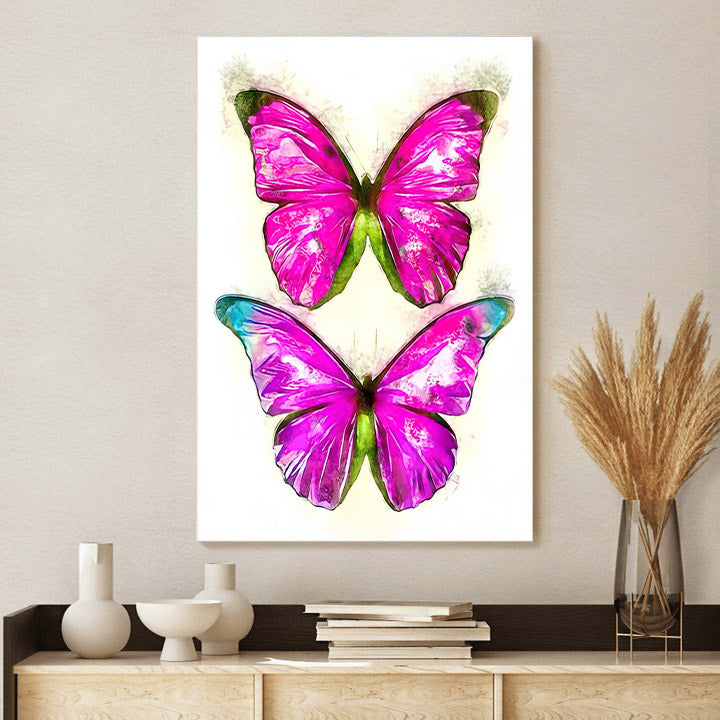 Pink Butterflies Painting Canvas Wall Art - Canvas Wall Decor - Home Decor Living Room