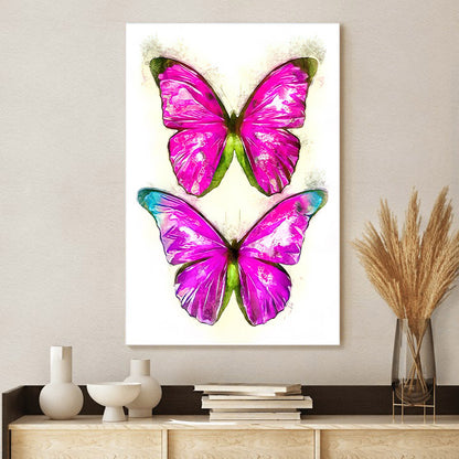 Pink Butterflies Painting Canvas Wall Art - Canvas Wall Decor - Home Decor Living Room