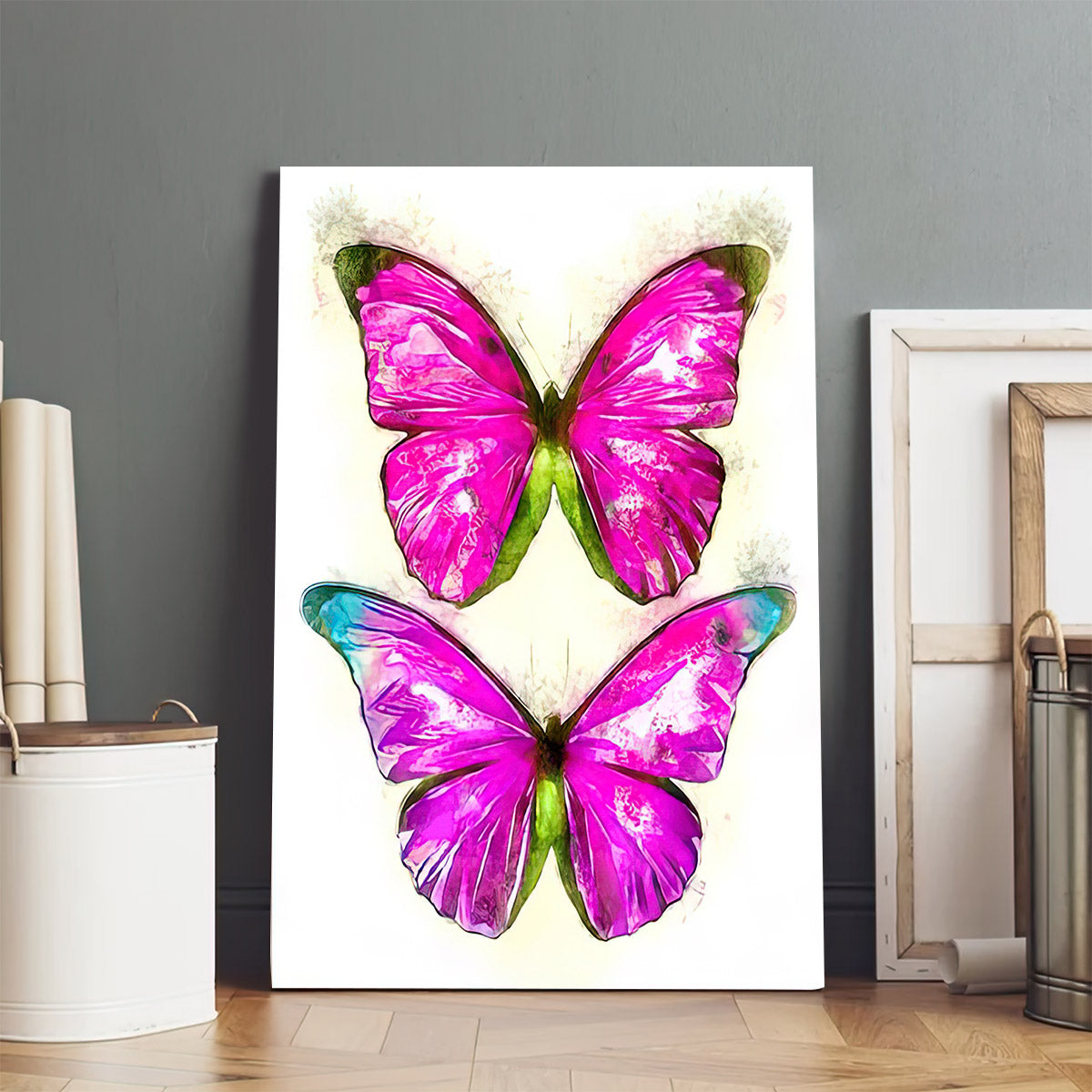 Pink Butterflies Painting Canvas Wall Art - Canvas Wall Decor - Home Decor Living Room