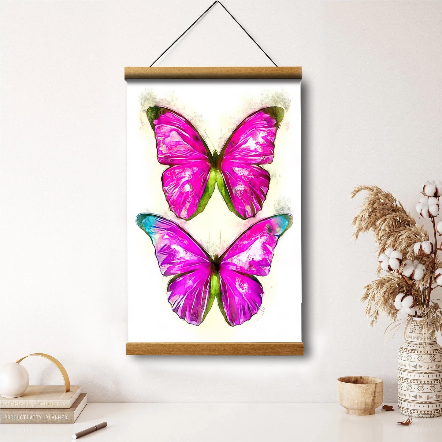 Pink Butterflies Painting Hanging Canvas Wall Art - Canvas Wall Decor - Home Decor Living Room