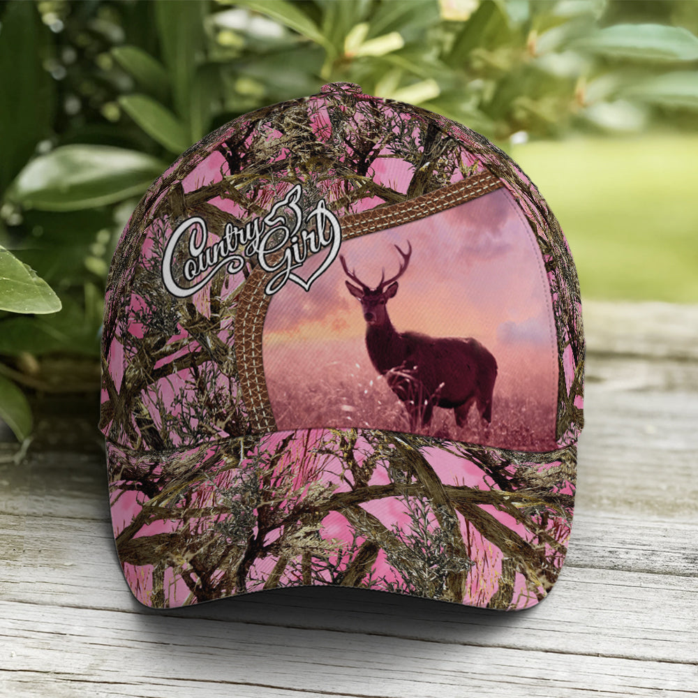 Pink Camouflaged Deer Hunting Baseball Cap