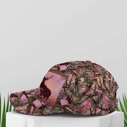 Pink Camouflaged Deer Hunting Baseball Cap