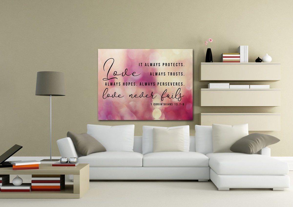 Pink & Purple Love Is Patient, Love Is Kind Wall Art - Christian Canvas Wall Art