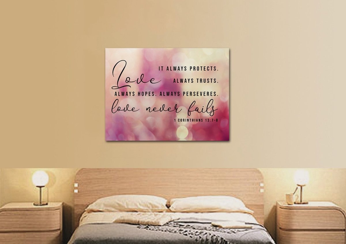 Pink & Purple Love Is Patient, Love Is Kind Wall Art - Christian Canvas Wall Art