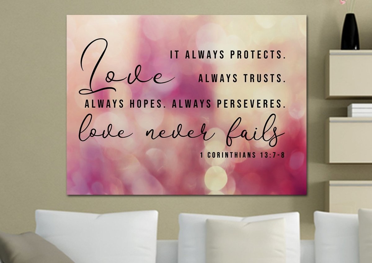 Pink & Purple Love Is Patient, Love Is Kind Wall Art - Christian Canvas Wall Art