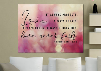 Pink & Purple Love Is Patient, Love Is Kind Wall Art - Christian Canvas Wall Art