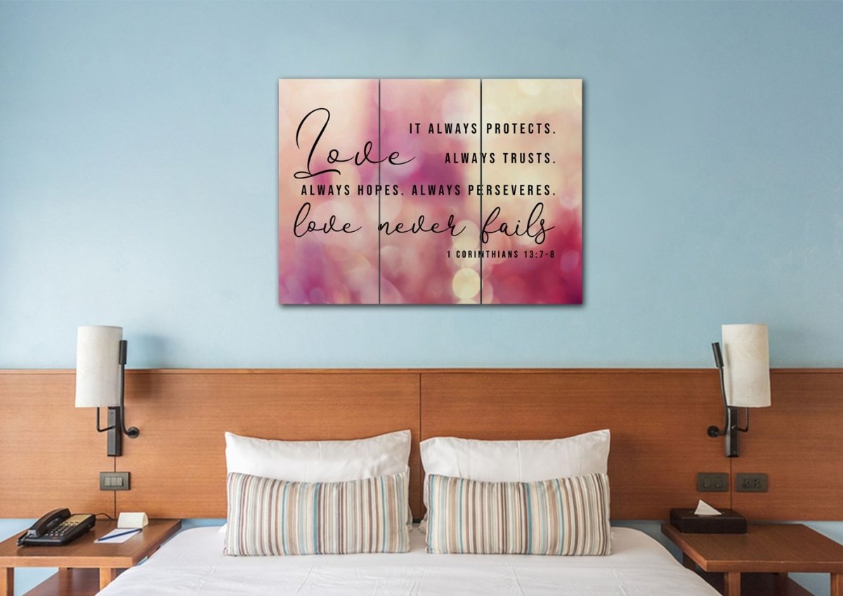 Pink & Purple Love Is Patient, Love Is Kind Wall Art - Christian Canvas Wall Art