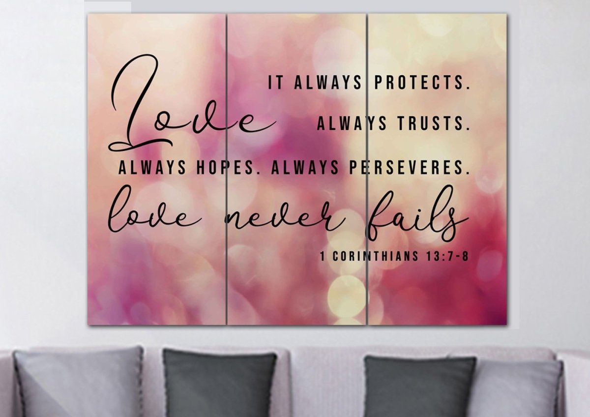 Pink & Purple Love Is Patient, Love Is Kind Wall Art - Christian Canvas Wall Art