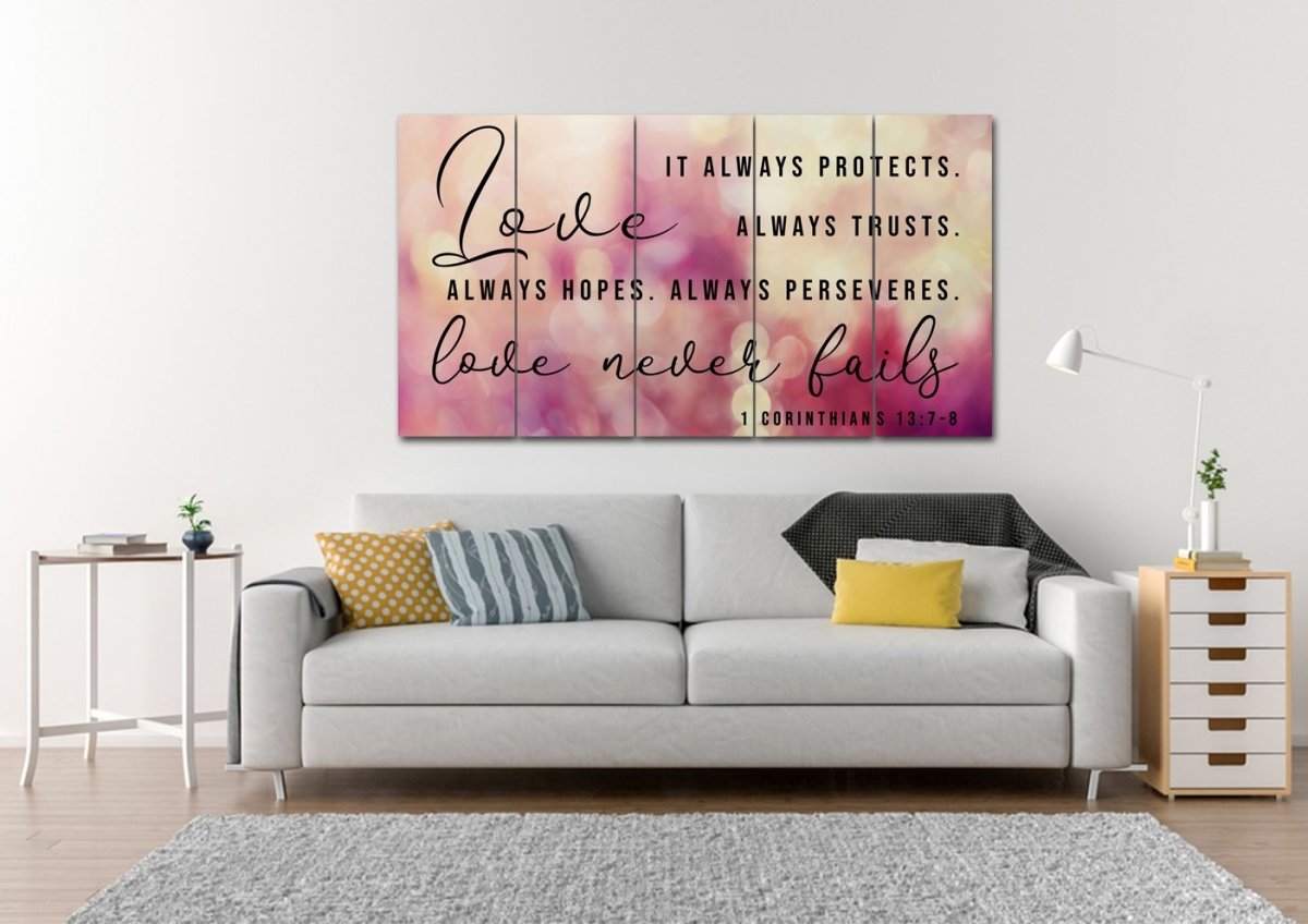 Pink & Purple Love Is Patient, Love Is Kind Wall Art - Christian Canvas Wall Art