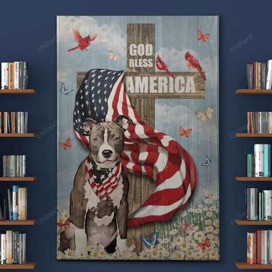 Pit Bull - God Bless America Canvas - Canvas Decor Ideas