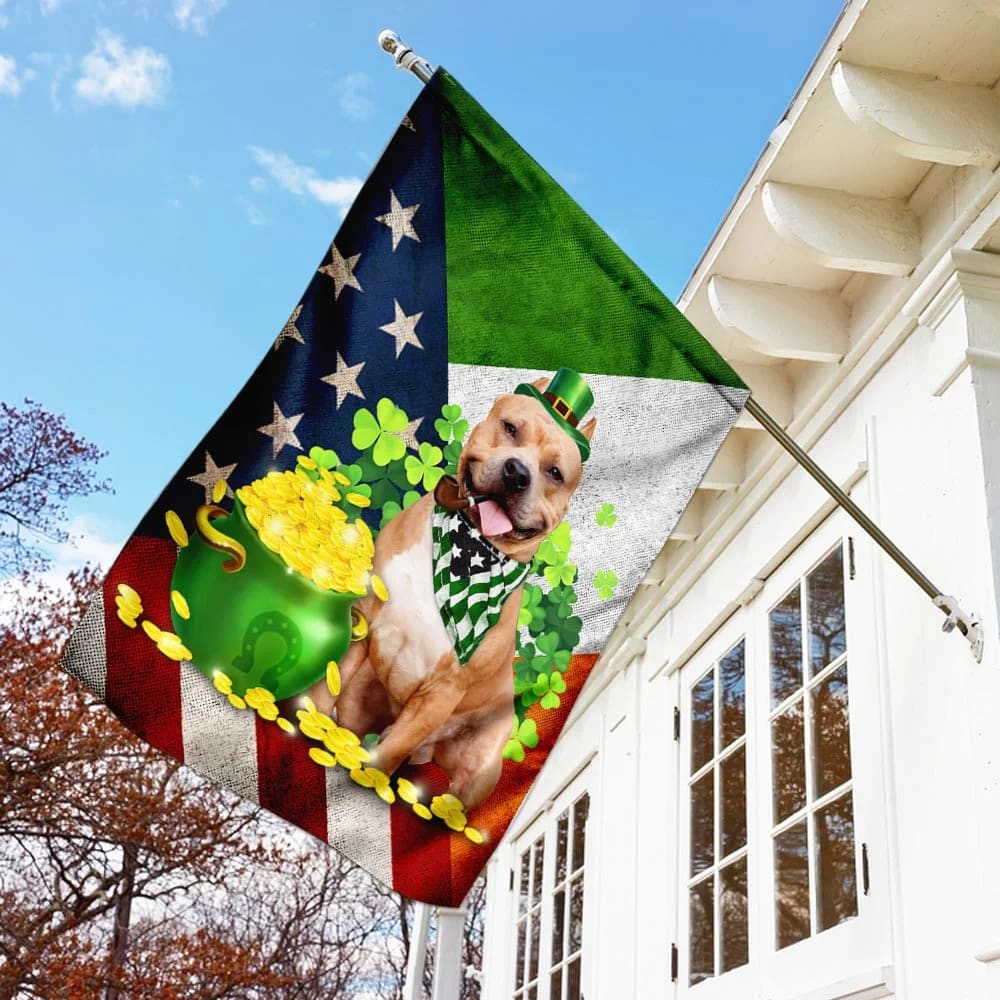 Pit Bull House Flag - St Patrick's Day Garden Flag - Outdoor St Patrick's Day Decor