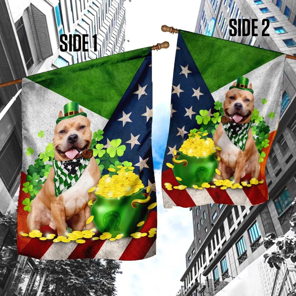 Pit Bull House Flag - St Patrick's Day Garden Flag - Outdoor St Patrick's Day Decor