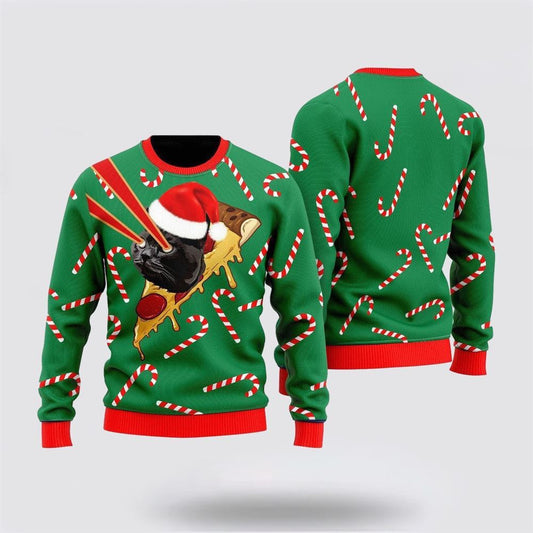 Pizza Cat With Laser Eyes Ugly Christmas Sweater For Men And Women, Best Gift For Christmas, Christmas Fashion Winter