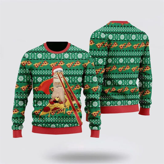 Pizza Cat laser Eye Ugly Christmas Sweater For Men And Women, Best Gift For Christmas, Christmas Fashion Winter
