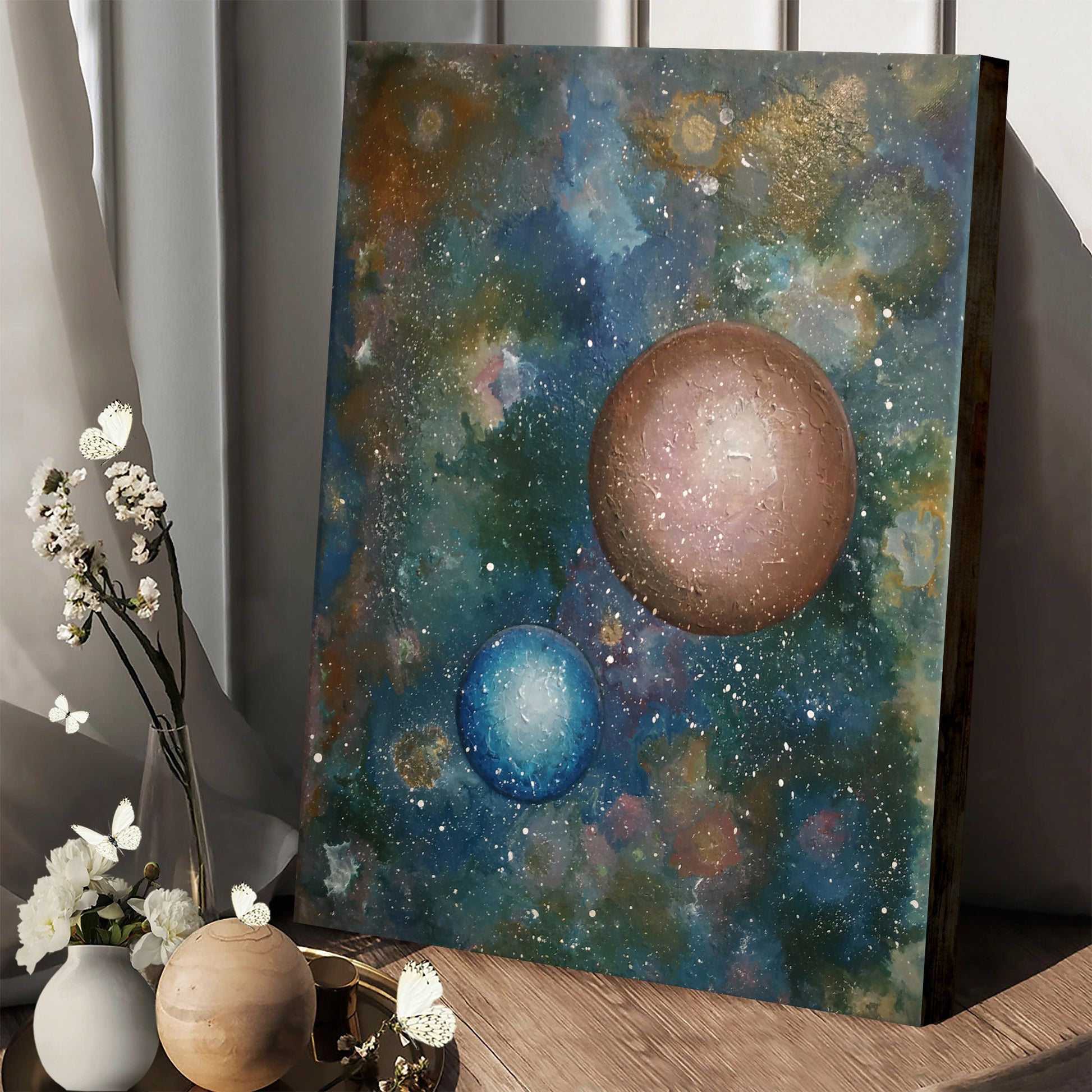 Planets Abstract Painting Canvas Wall Art - Canvas Wall Decor - Home Decor Living Room