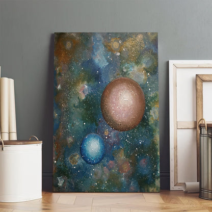 Planets Abstract Painting Canvas Wall Art - Canvas Wall Decor - Home Decor Living Room