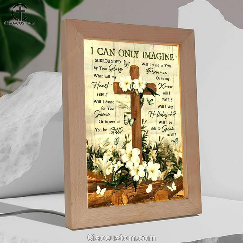 Plumeria Painting Jesus Cross I Can Only Imagine Frame Lamp