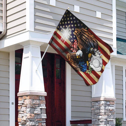 Police Christian Cross American Us House Flags - Christian Garden Flags - Outdoor Christian Flag