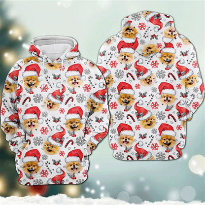 Pomeranian Dog Christmas Decor All Over Print 3D Hoodie For Men And Women, Best Gift For Dog lovers, Best Outfit Christmas